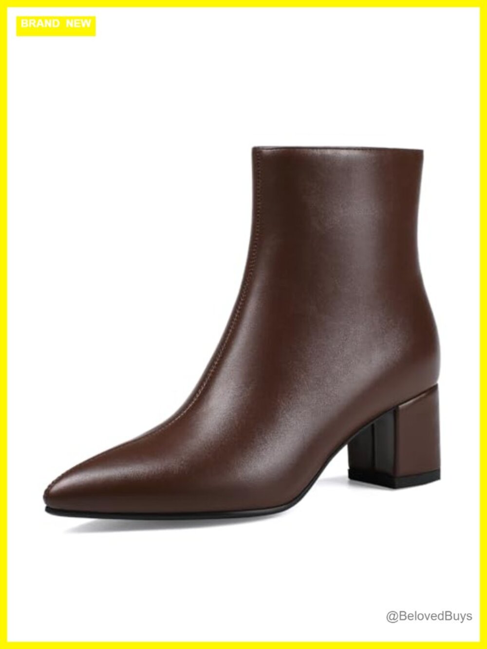 Women's Pointed Toe Chunky Block Heel Ankle Boots Low Heeled Booties PU Leather